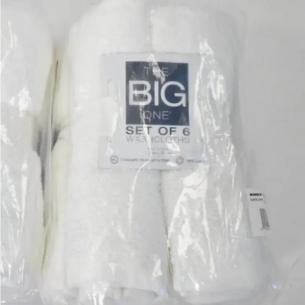 3x The Big One Washcloths Face Cloths 6 Pack 100% Cotton